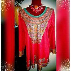 Red Ethnic Tunic